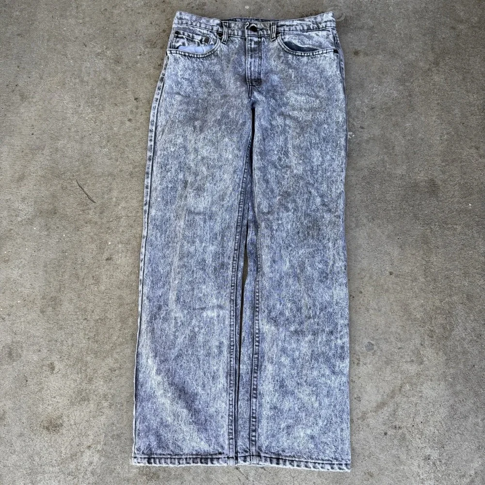 Vtg Levis 550 Jeans Mens‎ 33x30Gray Acid Wash USA 80s Relaxed Taper Black Tab